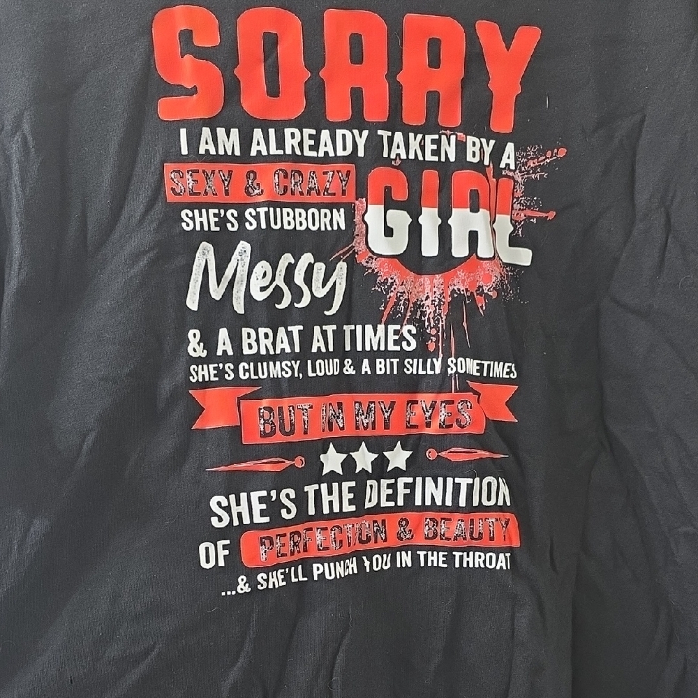 Black Graphic T-Shirt with Red and White Print
